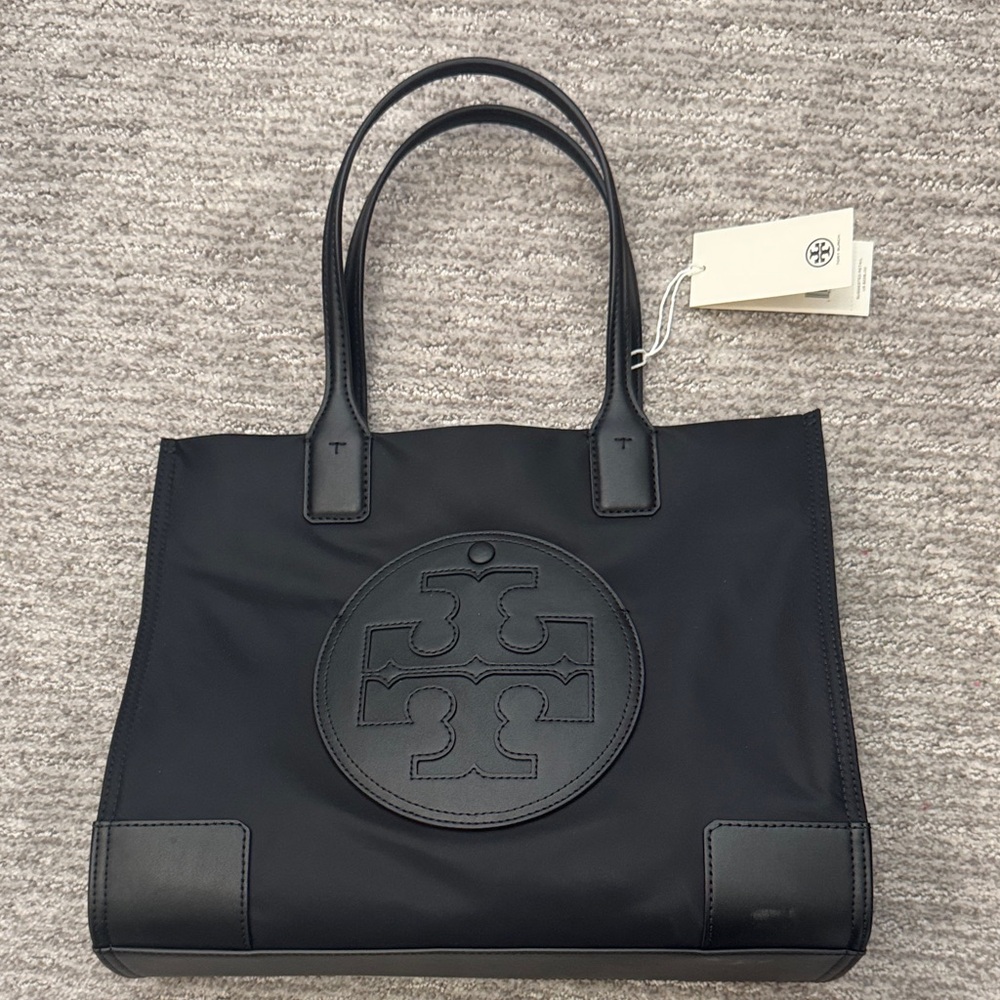 Tory Burch Black Ella Small Tote Bag NWT